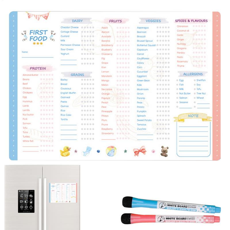 Baby Food Journal - Baby First Foods Checklist Magnetic Repeatable
